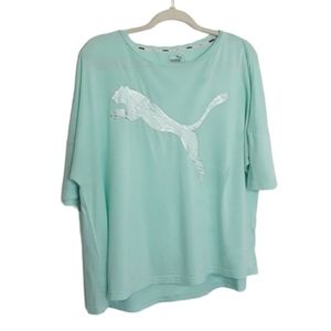 Puma BIG CAT Logo Tee EUC sz XL Mint Green
